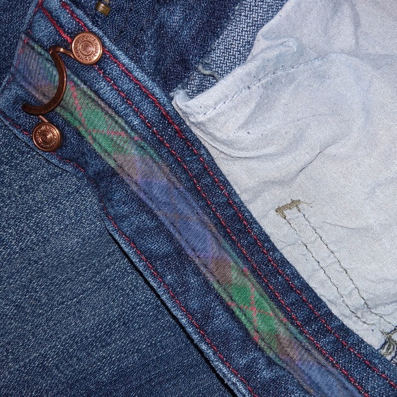 Dollhouse Boot Cut Blue Jeans Punk Metal Bar Hook And Eye Closure Raw Hem 5/6 - Picture 3 of 15